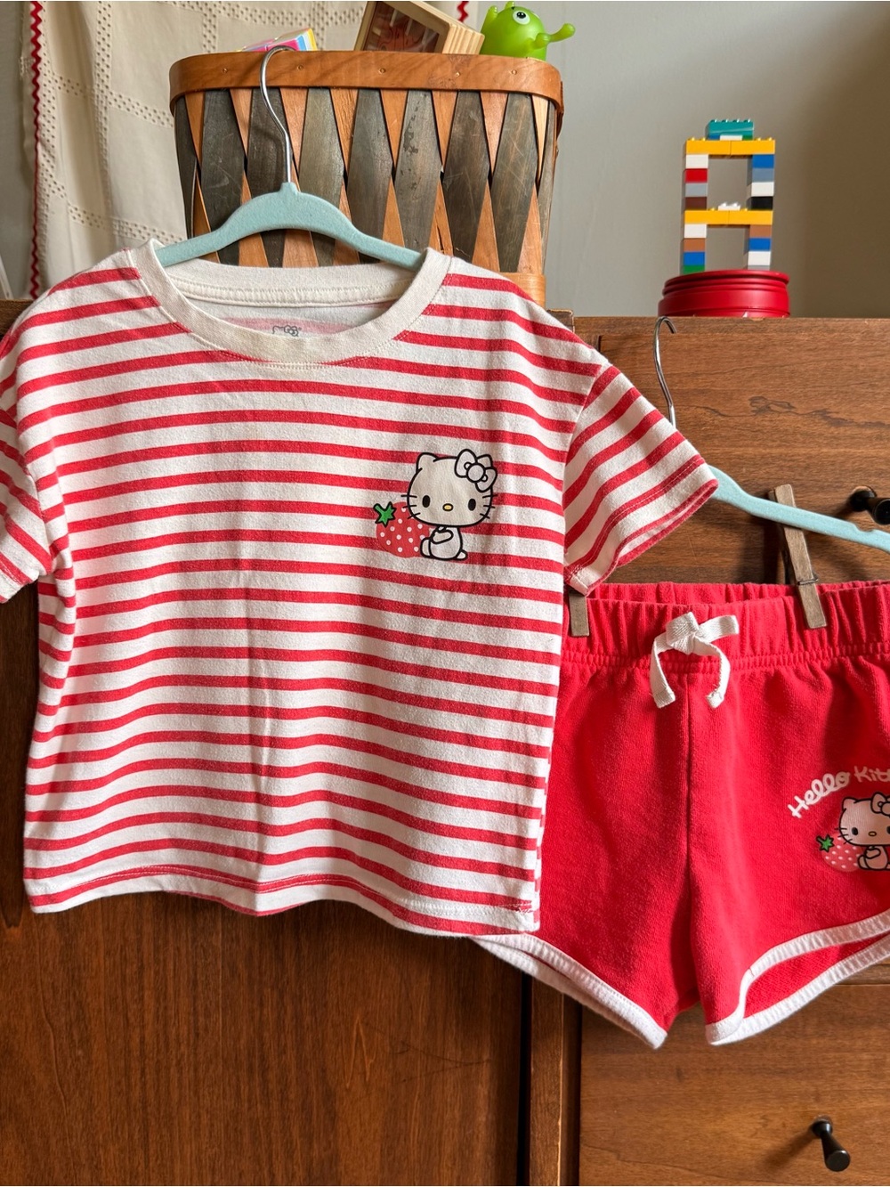 Hello Kitty Red & White Striped Short Sleeve Set